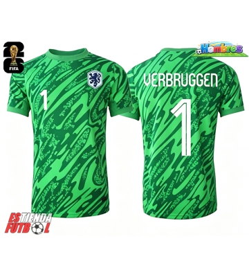 Países Bajos Bart Verbruggen #1 Portero Segunda Equipación Mundial 2026 Manga Corta
